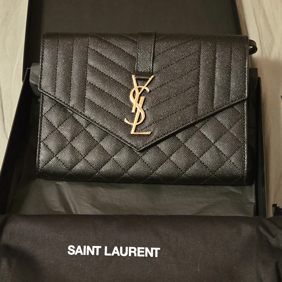 Saint Laurent Black Quilted Leather Clutch - Picture 10 of 16